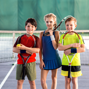 Kids playing in a team format match at the Hot Shots Challenge